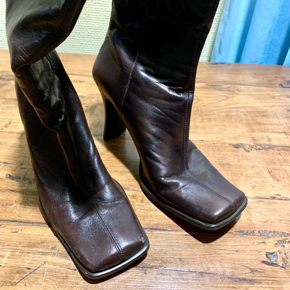 ALDO Brown Leather Calf High Boots - Picture 6 of 6